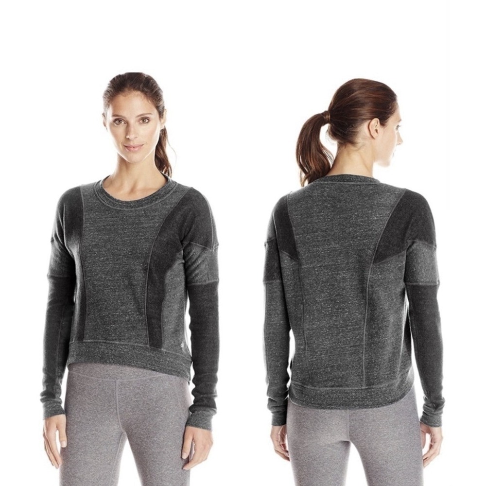 Alo Yoga Sweatshirt Womens S Gray Heathered Paneled‎ Crewneck W4263R